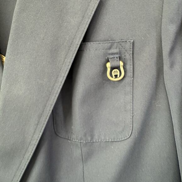 Etienne Aigner Blazer Jacket Women's Sz 10 Navy Blue Double Breasted Old Money - Picture 3 of 12